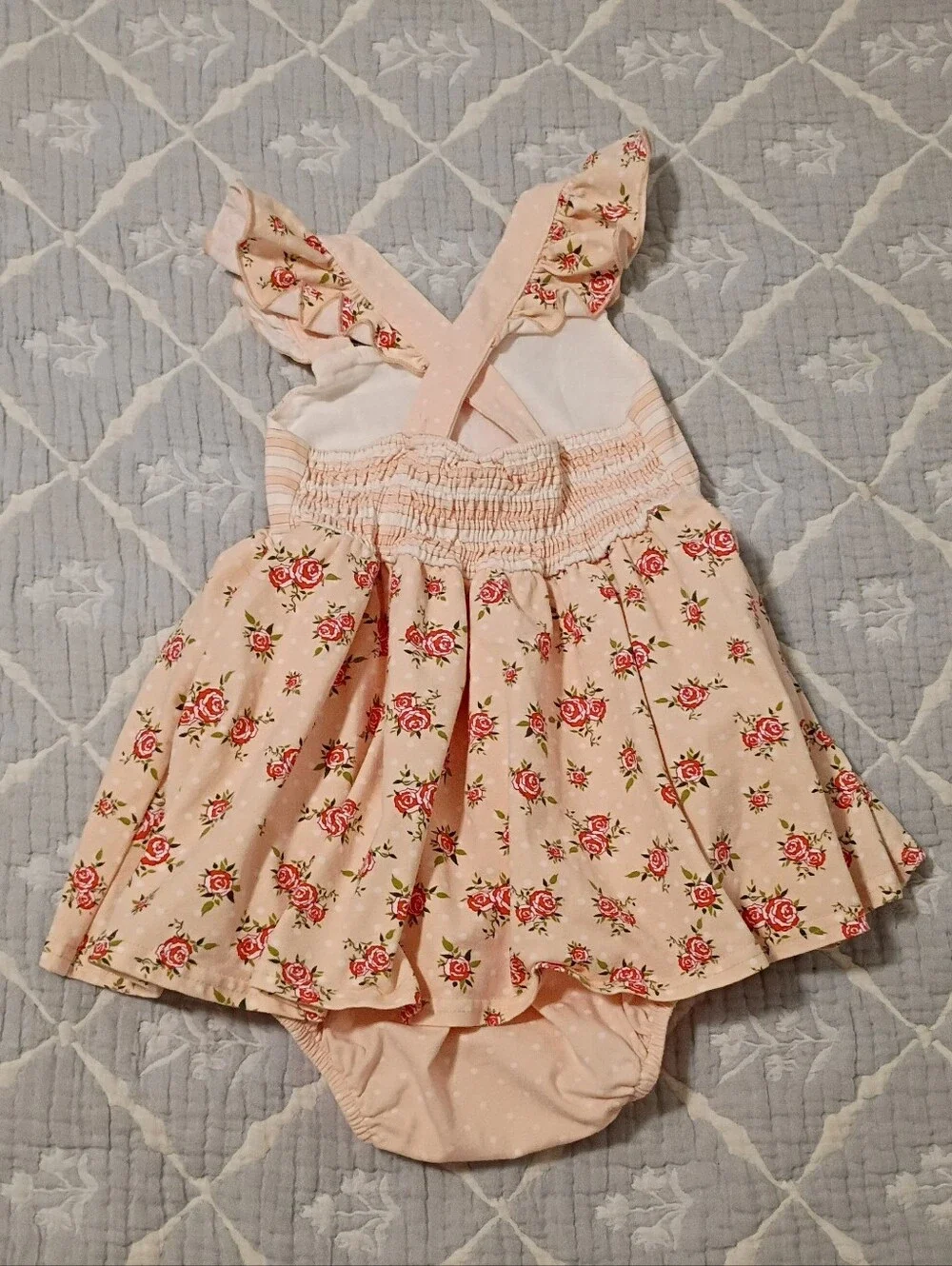 Serendipity Pink Rose Skirted Romper 12-18 Months NWOT